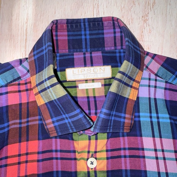 Men’s lipson sport Size medium plaid colorful button-down shirt Canada Canadian - Picture 8 of 9